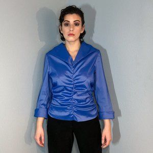 Vintage 1980s Alex Evenings Blue Blouse